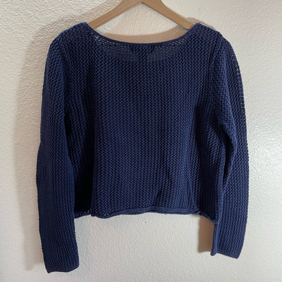 Vintage C&B 100% Cotton Knit Americana 🇺🇸 Cropped Crewneck Sweater Size L - Picture 4 of 4